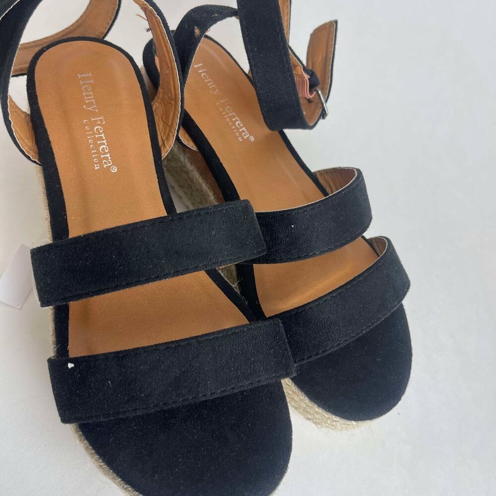 Henry Ferrera Collection Elda Womens Wedge Sandal Black Size 7 - Picture 3 of 14